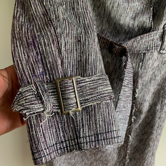 Poleci silver coat jacket size 4 Anthropologie womens silk cotton blend - Picture 15 of 16